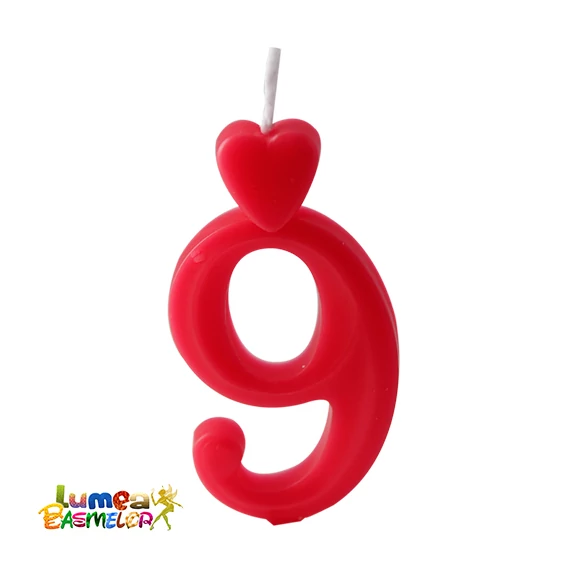 9-es piros szám gyertya, 10 db. - Lumea