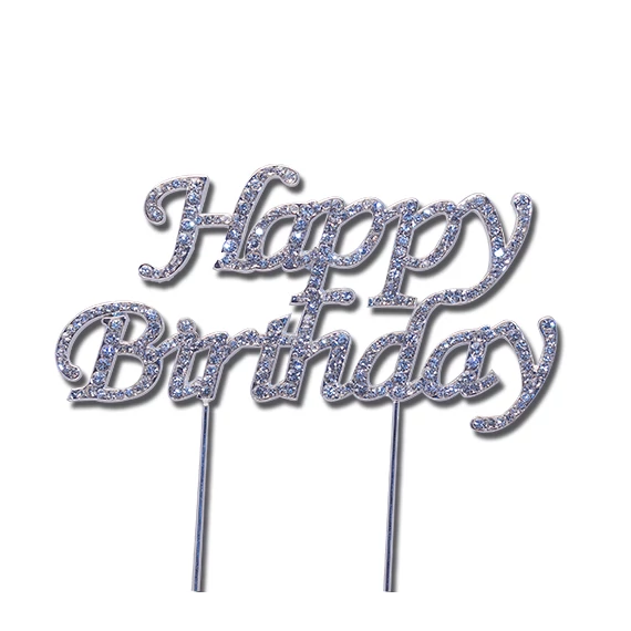 Happy Birthday ezüst strassz beszúró