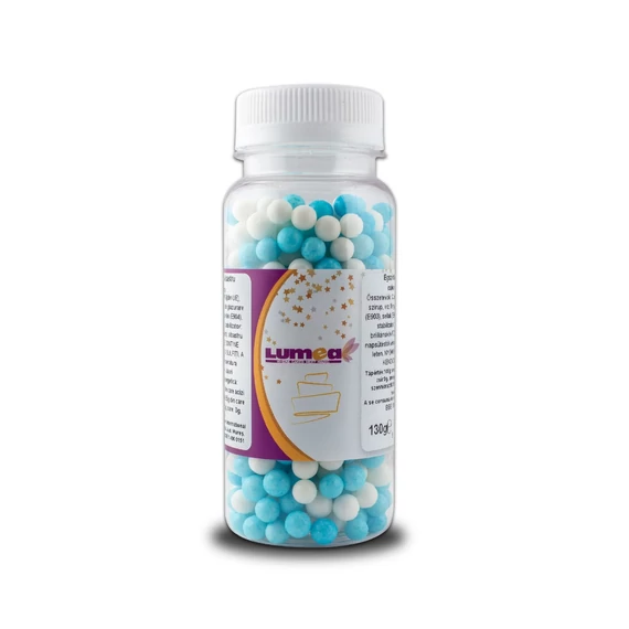 Fehér és égszínkék cukorgyöngy, 7mm, 130g - Lumea