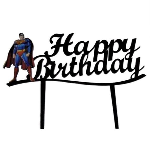Szuperman Happy Birthday akril tortadísz - Torta Díszek