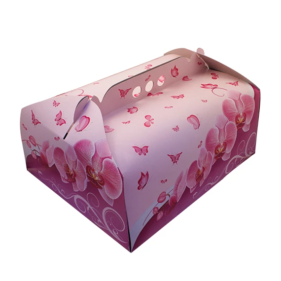 Orhidea mintás tortadoboz szett, 5kg-os tortákig, 29.4cm x 39.4 cm x 17cm, 5 darab - Lumea