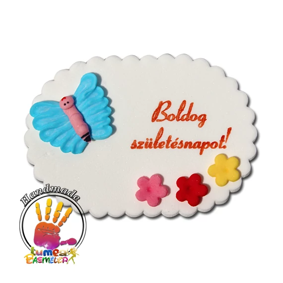 "Boldog születésnapot" táblácska cukorból - Lumea