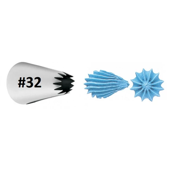 Csillag alakú díszítőcső, #32 - Wilton