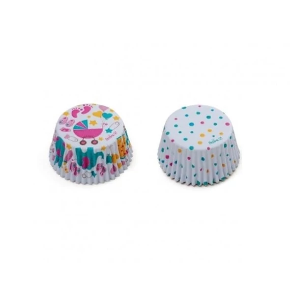 Pöttyös és baba mintás muffin papír, 36 darab - Decora
