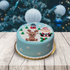 Kék karácsonyi 2D, kerek tortadísz cukormasszából - Lumea